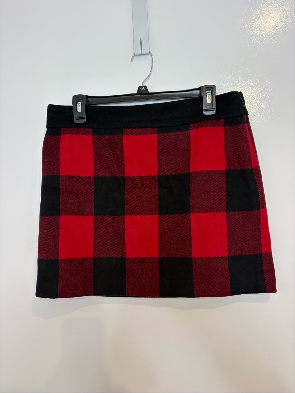 J. CREW y2k Plaid Mini Skirt Buffalo Plaid Red & Black Wool Fully Lined Skirt 8